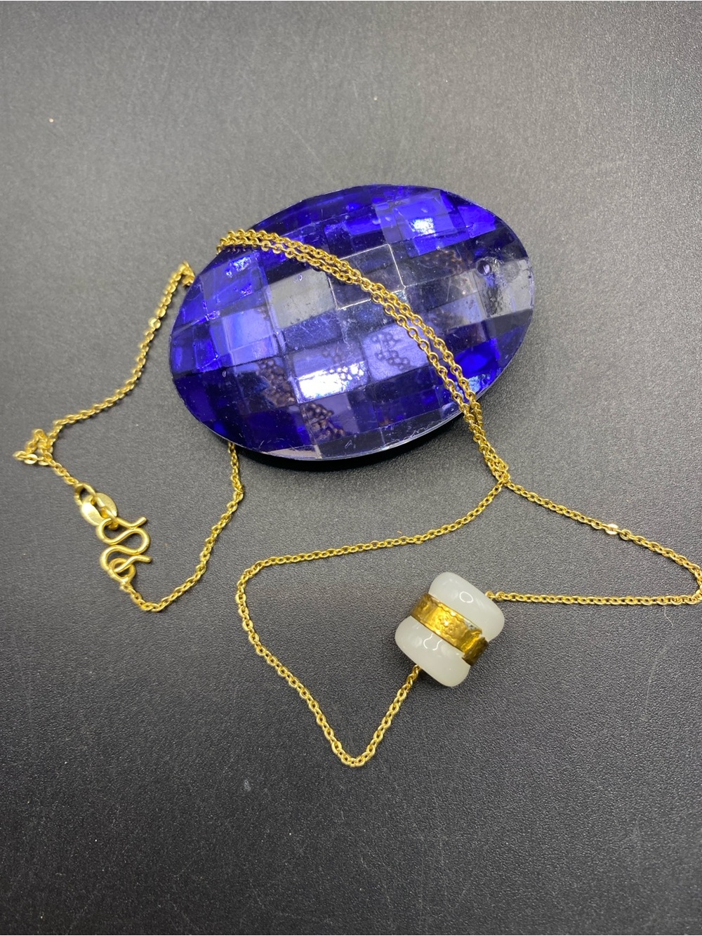 Yellow Gold Foil Chalcedony Bead Delicate Necklace